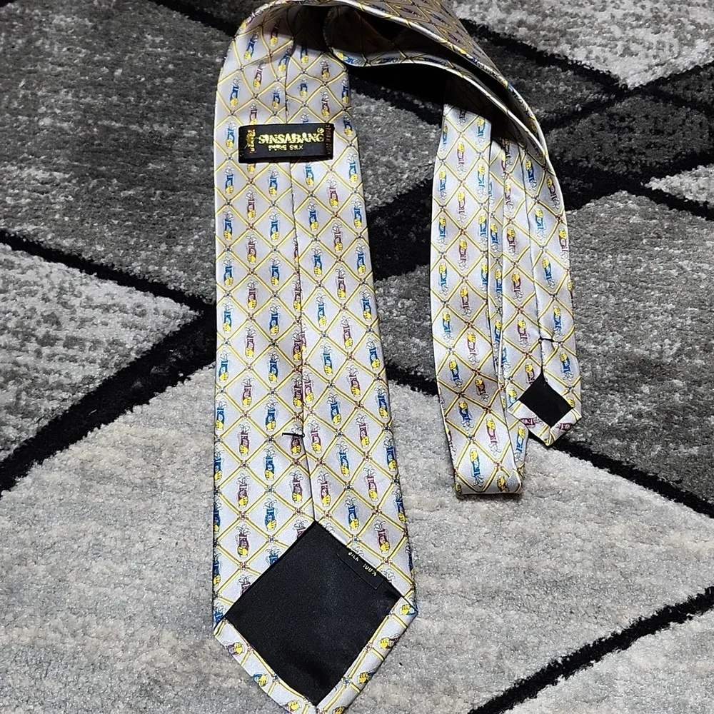 VINTAGE SINSABANG GOLF-BAGS GOLFING THEMED PURE SILK NECK TIE